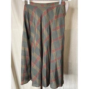 Vintage ILGWU Union-Made Plaid A-Line Skirt Dry Clean Only Size 2 Made In USA